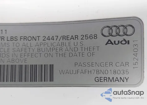 2011 Audi A5 2.0T Premium из США, поврежденный, VIN WAUJFAFH7BN018035